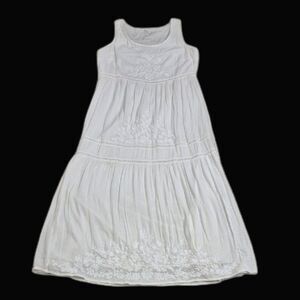 J. Jill White Embroidered Maxi Dress L Tall Boho Cottagecore Cotton Blend